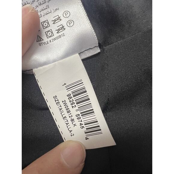 BCBGMAXAZRIA Asymmetrical Ruffle Black Satin Pencil Skirt Y2K Career Size 2 - Picture 6 of 6